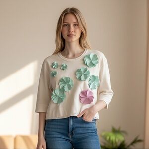 Paskal Floral Appliqué Top Size Small